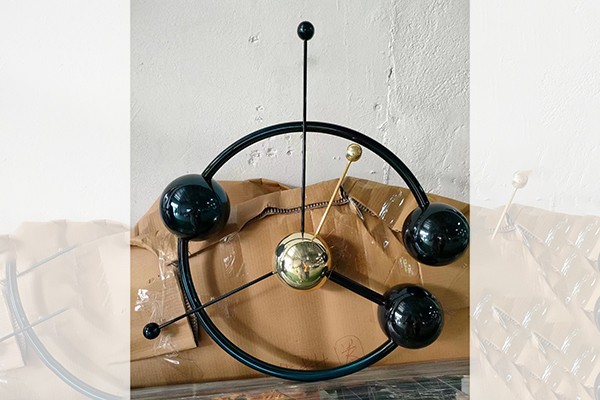 Modern Orbital Stainless Steel Wall Sculpture with Mirror Spheres – Custom Size